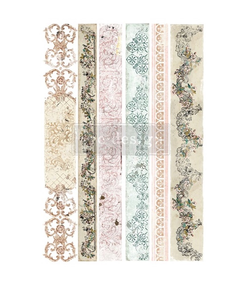 [655350653705] Redesign Décor Transfers® - Distressed Borders II - Total sheet size 60,96 cm x 88,90 cm, cut into 3 sheets