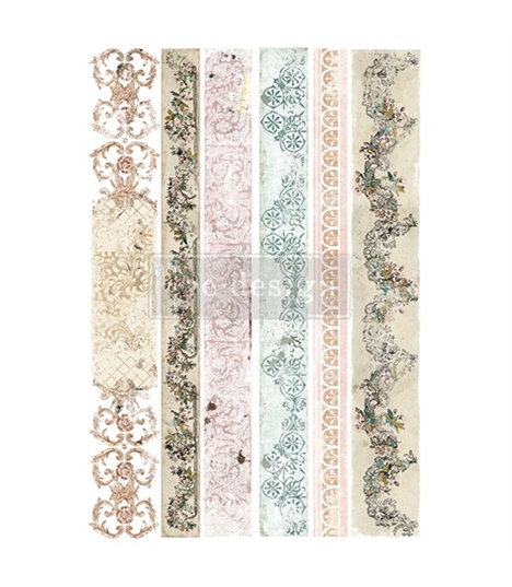[655350653705] Redesign Décor Transfers® - Distressed Borders II - Total sheet size 60,96 cm x 88,90 cm, cut into 3 sheets