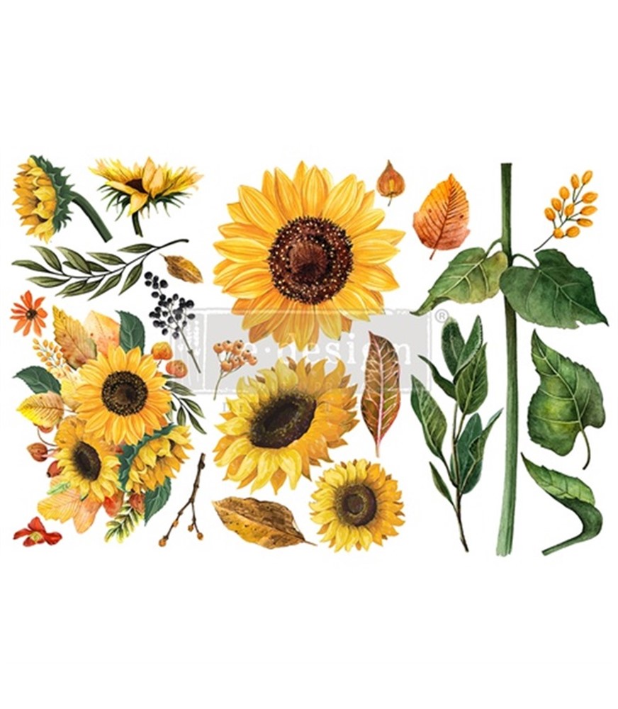 [655350653491] Redesign Décor Transfers® - Sunflower Afternoon - 3 sheets, 15,24 cm x 30,48 cm