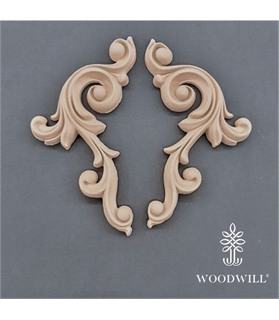[801386] Wood Carving Decorative Set of 2 Pieces 18cm