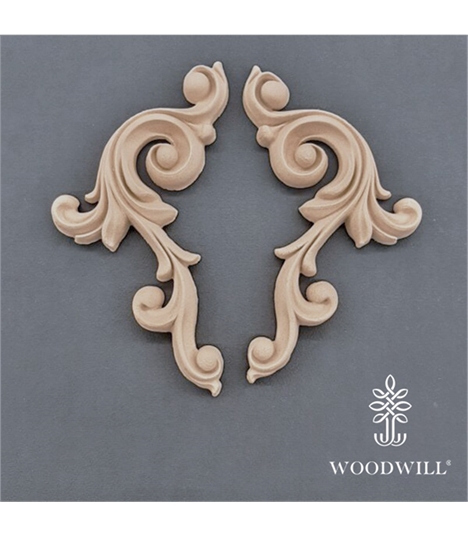 [801386] Wood Carving Decorative Set of 2 Pieces 18cm