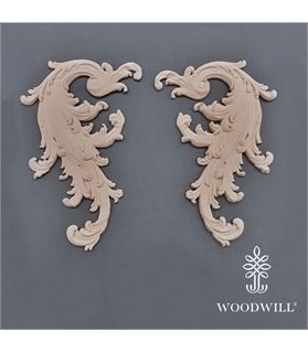 [802078] Wood Carving Decorative Set of 2 Pieces 10 cm x 17 cm